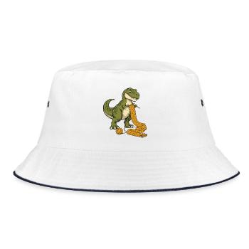 Strickender T-Rex - Bucket Hat - Weiß/Navy - Vorne