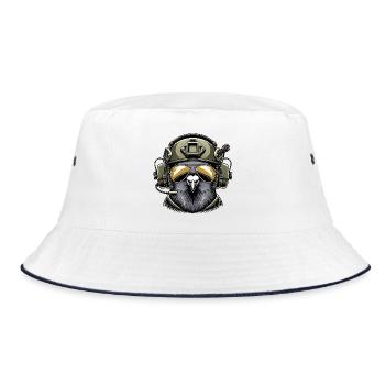 Militär Taube - Bucket Hat - Weiß/Navy - Vorne