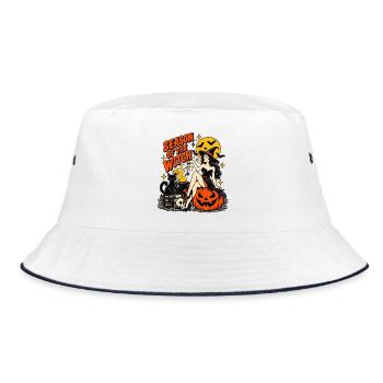 Season of the Witch Halloween-Illustration - Bucket Hat - Weiß/Navy - Vorne