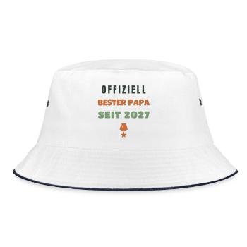 Offiziell Bester Papa seit 2027 Geschenk Werdender - Bucket Hat - Weiß/Navy - Vorne