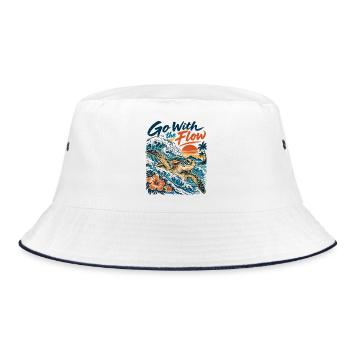 Go With the Flow – Honu Meeresschildkröte - Bucket Hat - Weiß/Navy - Vorne