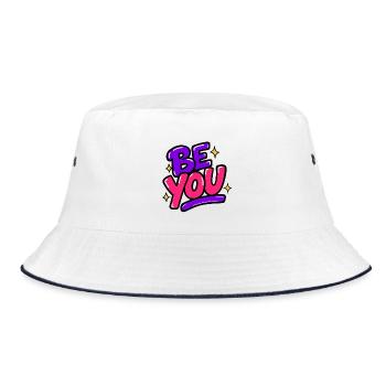 GEN Z ZITIERT TYPOGRAFIEDESIGN – Be You - Bucket Hat - Weiß/Navy - Vorne