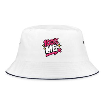 GEN Z ZITIERT TYPOGRAFIE-DESIGN – 100 % ICH - Bucket Hat - Weiß/Navy - Vorne