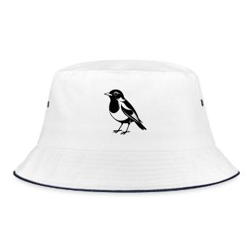 Amerikanischer Rotkehlvogel - Bucket Hat - Weiß/Navy - Vorne