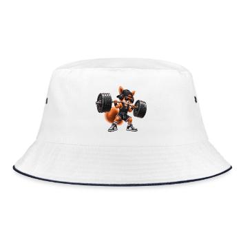 Fitness Eichhörnchen Gym Muskeln Bodybuilding - Bucket Hat - Weiß/Navy - Vorne