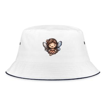 Waldfee mit Blütenflügeln - Bucket Hat - Weiß/Navy - Vorne