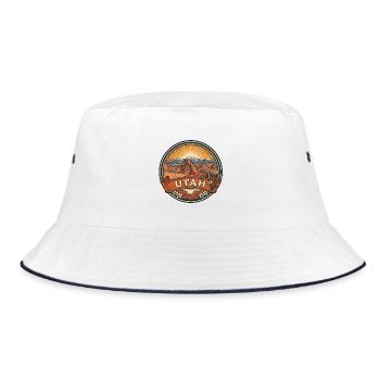 Utah Delicate Arch Canyon Vintage-Reisegeschenk - Bucket Hat - Weiß/Navy - Vorne