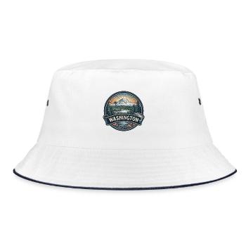 Washington Mount Rainier Space Needle Geschenk - Bucket Hat - Weiß/Navy - Vorne