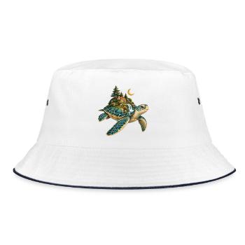 Insel auf der Arche: Magic Turtle - Bucket Hat - Weiß/Navy - Vorne