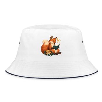 Fuchsleser unter nachtaktiven Pilzen - Bucket Hat - Weiß/Navy - Vorne