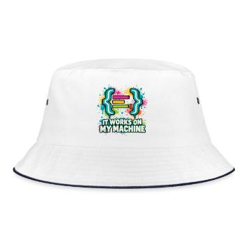 It Works On My Machine - Bucket Hat - Weiß/Navy - Vorne