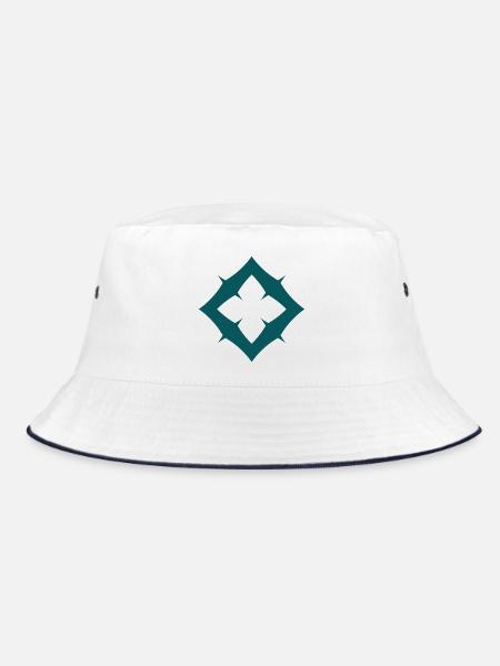 Spitzen-Raute Muster - Bucket Hat - Weiß/Navy