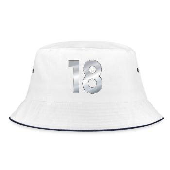 Zahl 18 Achtzehn - Bucket Hat - Weiß/Navy - Vorne