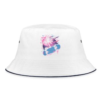 Skateboarding Retrowave - Bucket Hat - Weiß/Navy - Vorne