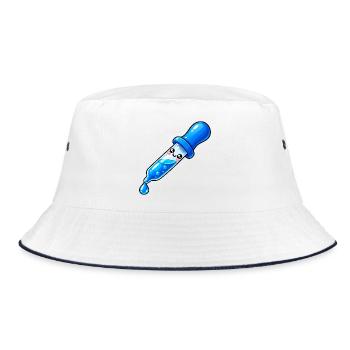 Kawaii Blauer Tropfendropper - Bucket Hat - Weiß/Navy - Vorne