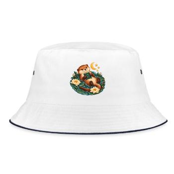 Otter Reader am Teich - Bucket Hat - Weiß/Navy - Vorne