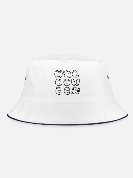 Süße Halloween-Katze - Bucket Hat - Weiß/Navy