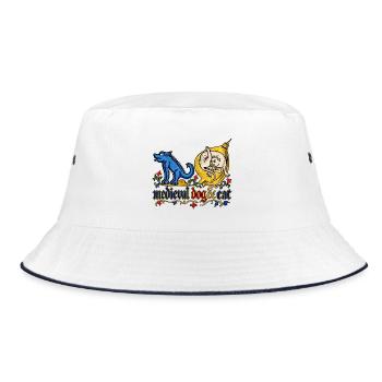 Mittelalterliche Hunde und Katzen - Bucket Hat - Weiß/Navy - Vorne
