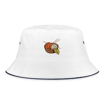 Wollkorb für Herbsttage - Bucket Hat - Weiß/Navy - Vorne