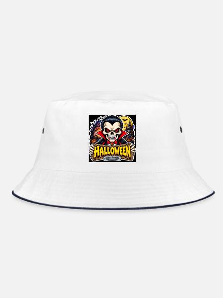 SkullCostume – Halloween Edition: Der Vampir - Bucket Hat - Weiß/Navy