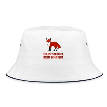 Füchse schützen, nicht schiessen - Bucket Hat - Weiß/Navy - Vorne