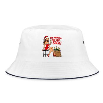 Nikolausfrau Outfit - Geh mir nicht auf den Sack - Bucket Hat - Weiß/Navy - Vorne