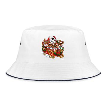Lustiger Fussball-Weihnachtspulli- Fussball Outfit - Bucket Hat - Weiß/Navy - Vorne