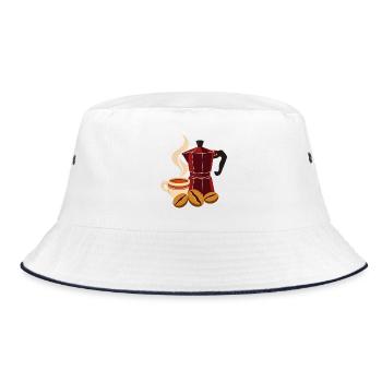 Mokkazauber Kaffee-Set - Bucket Hat - Weiß/Navy - Vorne