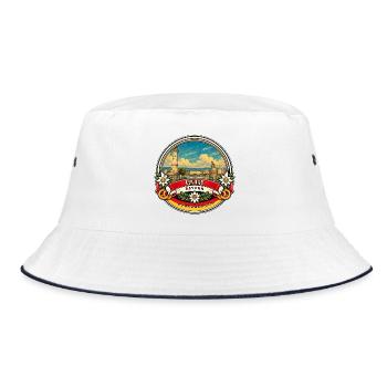 Lindau Bayern Vintage Reisedesign - Bucket Hat - Weiß/Navy - Vorne