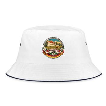 Oberammergau Bayern Vintage Reisedesign - Bucket Hat - Weiß/Navy - Vorne