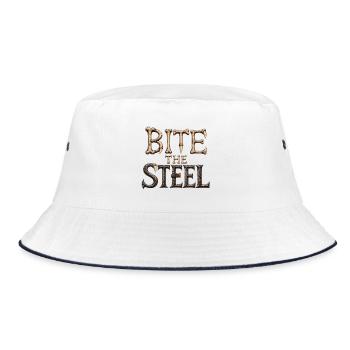 Bite The Steel Welding Wolf Shirt - Bucket Hat - Weiß/Navy - Vorne