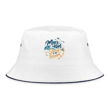 Meer im Kopf Sand in den Schuhen - Bucket Hat - Weiß/Navy - Vorne