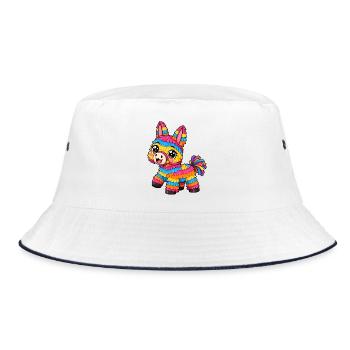 Piñata Kawaii Style – Süßes Party Motiv - Bucket Hat - Weiß/Navy - Vorne