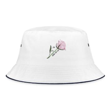 Rosen-Aquarell: zarte Blüte - Bucket Hat - Weiß/Navy - Vorne