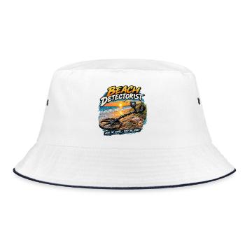 Strand-Detektor-Metall-Detektor-Schatzsuche- - Bucket Hat - Weiß/Navy - Vorne