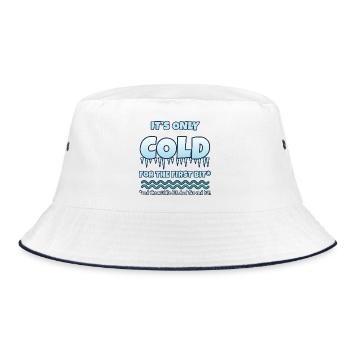 Es ist nur anfangs kalt (wildes Schwimmen) - Bucket Hat - Weiß/Navy - Vorne