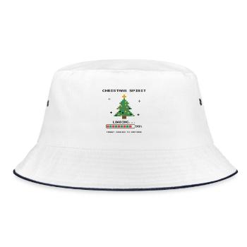 Pixel 8-Bit-Weihnachtsbaum - Bucket Hat - Weiß/Navy - Vorne