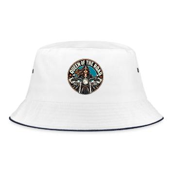 Queen of the Road Motorrad Diva - Bucket Hat - Weiß/Navy - Vorne