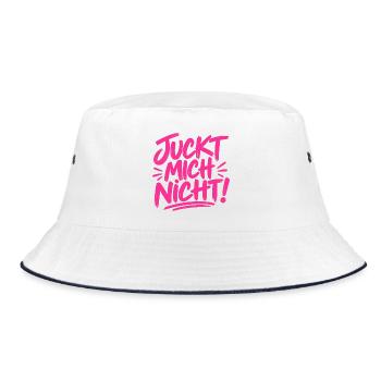 Juckt mich nicht! - cooler Spruch - Bucket Hat - Weiß/Navy - Vorne