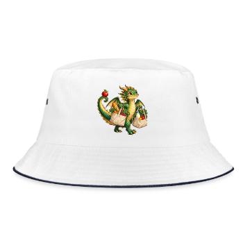 Grüner Drachenmarkt Einkauf - Bucket Hat - Weiß/Navy - Vorne