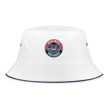 Eisenbahnlokführer-Hochgeschwindigkeitszug-Abzeichen als Geschenk - Bucket Hat - Weiß/Navy - Vorne