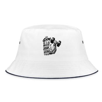 Train Hard Fitness Motivation - Bucket Hat - Weiß/Navy - Vorne