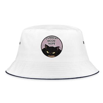 Aktuelle Stimmung: Nein, Katze - Bucket Hat - Weiß/Navy - Vorne
