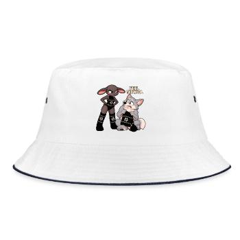Schwarzes Schaf – Strickhumor – Fühl die Wolle - Bucket Hat - Weiß/Navy - Vorne