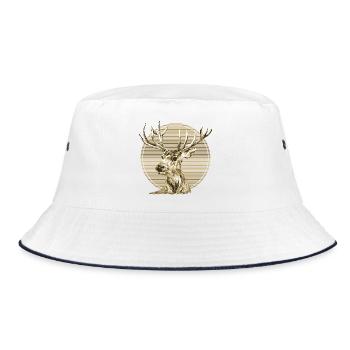 Hirsch - Bucket Hat - Weiß/Navy - Vorne