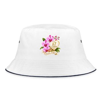 17.Hochzeitstag , Orchideen Hochzeit 17 Jahre - Bucket Hat - Weiß/Navy - Vorne