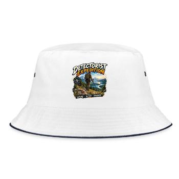 Detektorist-Expedition-Metalldetektor-Abenteuer - Bucket Hat - Weiß/Navy - Vorne