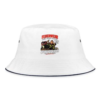 Feuerwehr - Retten - Löschen - Bierchen - Bucket Hat - Weiß/Navy - Vorne