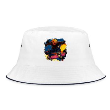 Halloween Skater / Skateboard Halloween - Bucket Hat - Weiß/Navy - Vorne