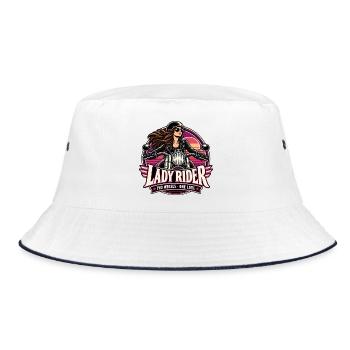Lady Rider Motorradheldin - Bucket Hat - Weiß/Navy - Vorne